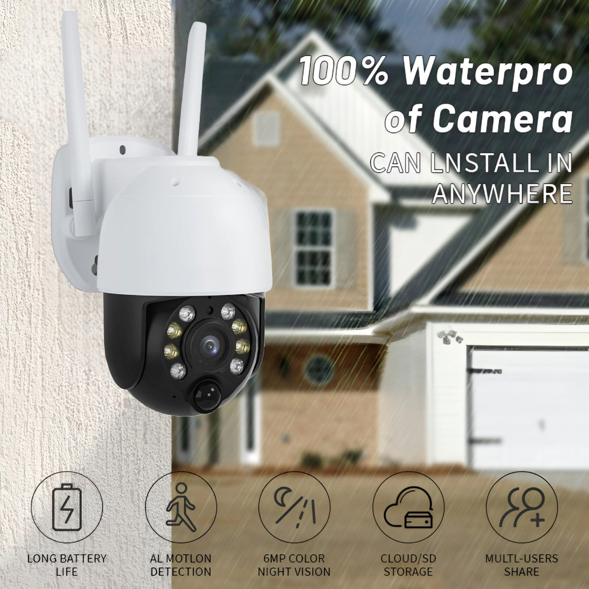 CAMARA SEGUIDAD SOLAR BATERIA RECARGABLE EXTERIOR HOGAR LAU - 2