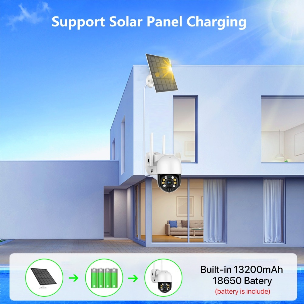 CAMARA SEGUIDAD SOLAR BATERIA RECARGABLE EXTERIOR HOGAR LAU - 5