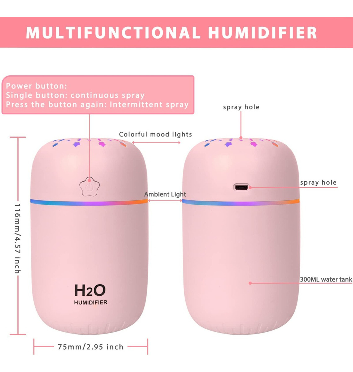 SET 2 HUMIDIFICADORES MINI AEROSOL PORTATIL RECARGABLE LAU - 4