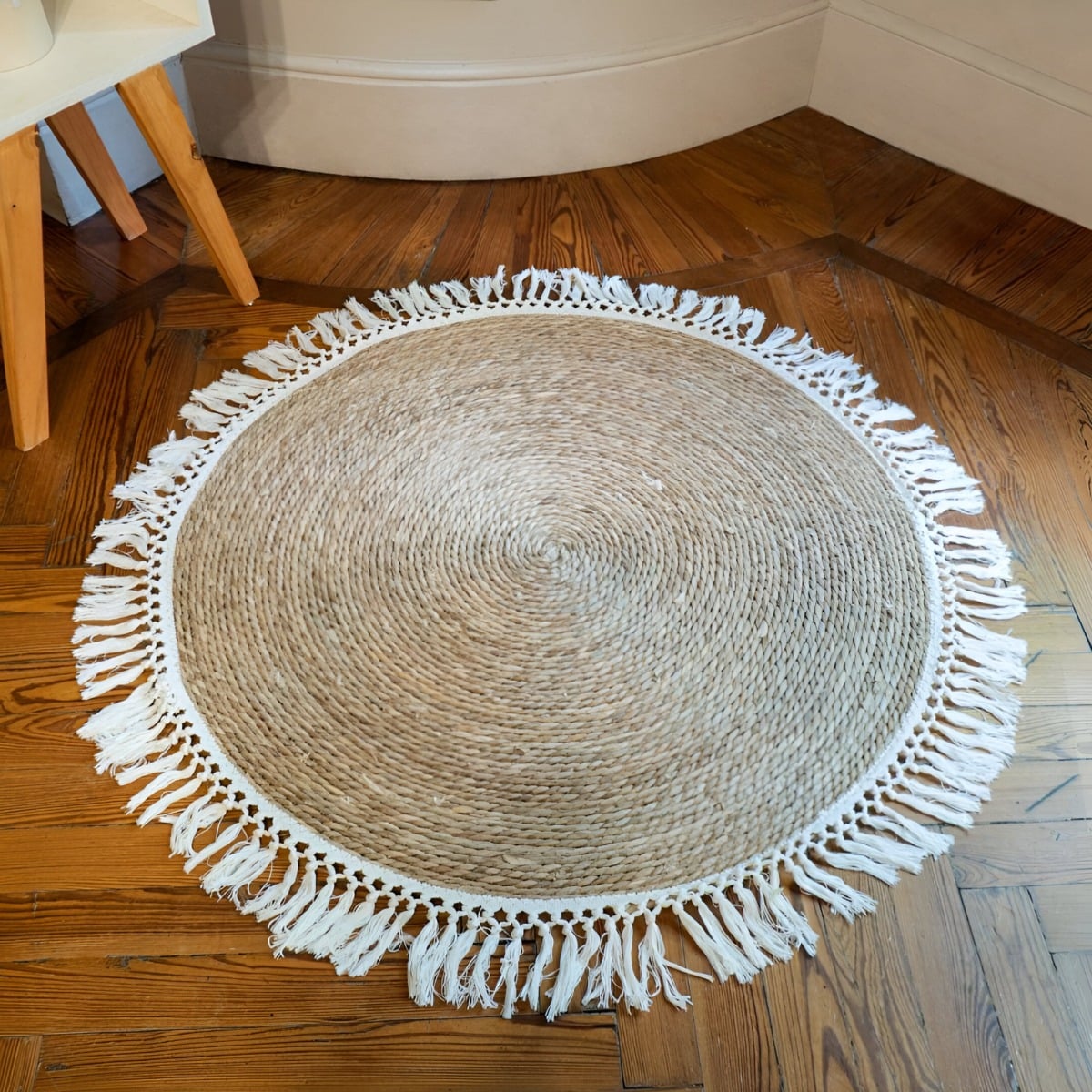 ALFOMBRA YUTE FIBRA NATURAL REDONDA DECORACIÓN 80CM JHN - 5