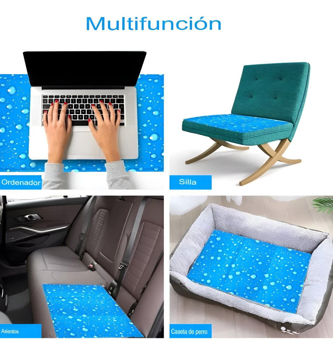 MANTA REFRESCANTE GEL FRÍO MASCOTAS TALLA L 90X50CM JHN - 5