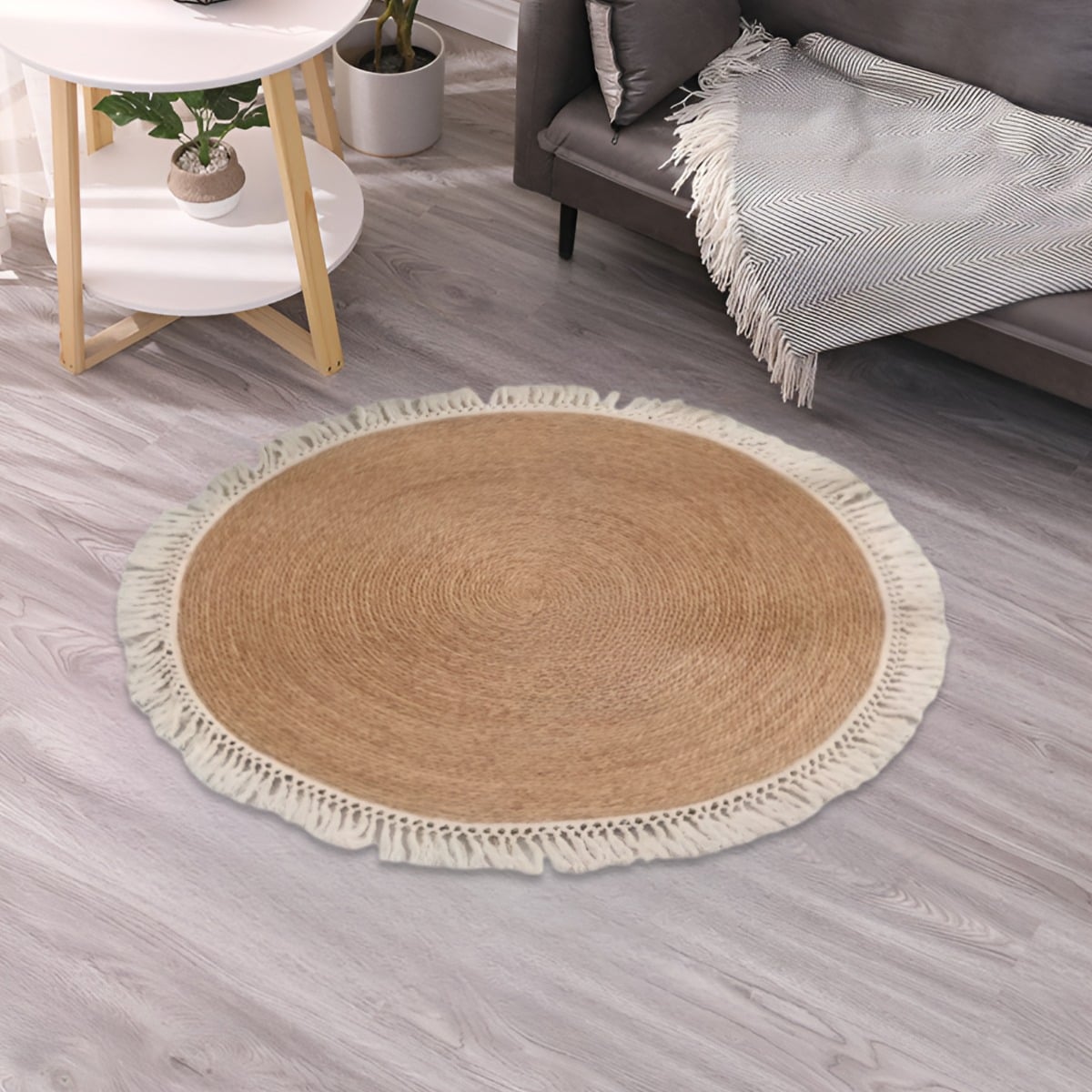 ALFOMBRA YUTE FIBRA NATURAL REDONDA DECORACIÓN 120CM JHN - 5