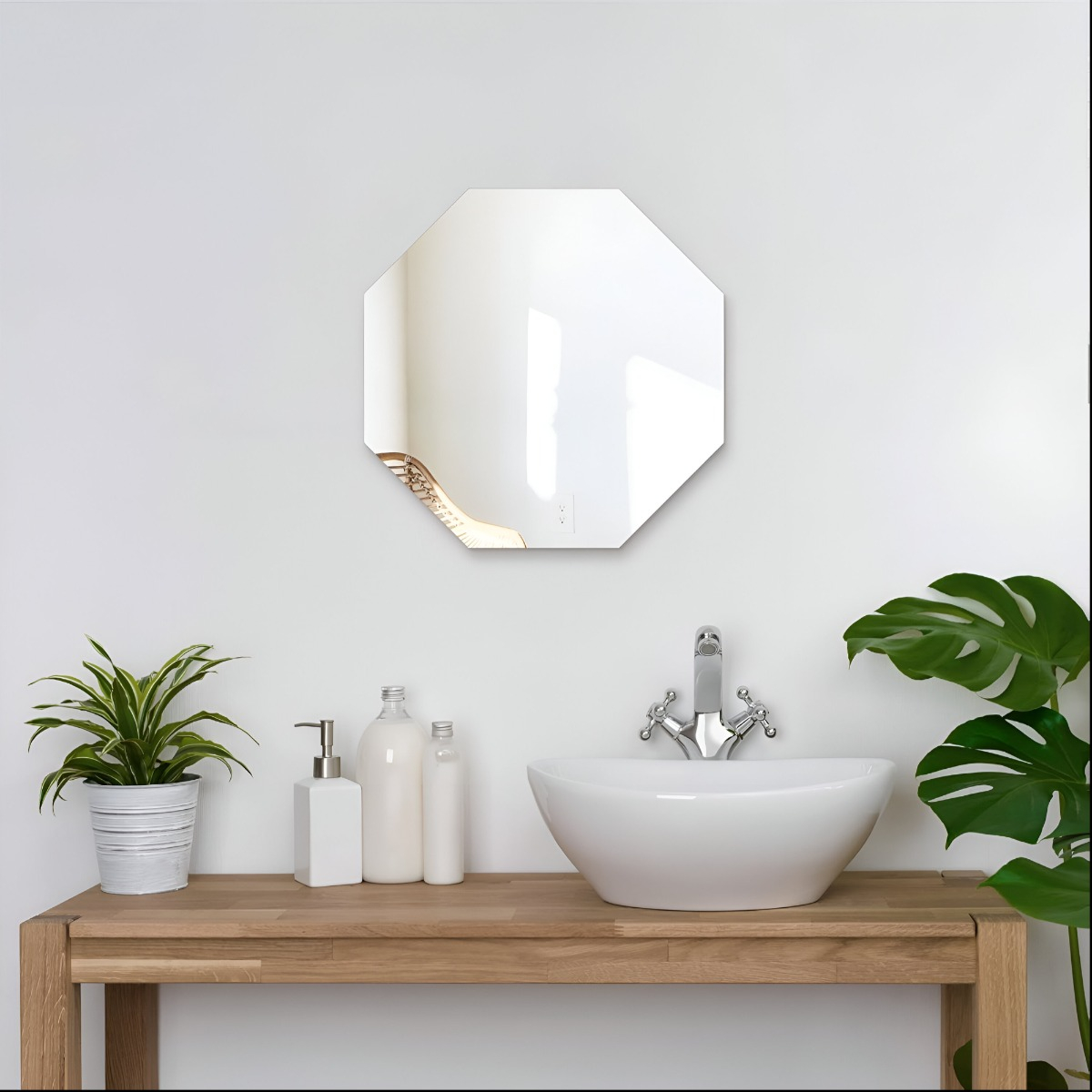 ESPEJO PARED OCTAGONAL BISELADO GEOMÉTRICO DECORATIVO JHN - 6