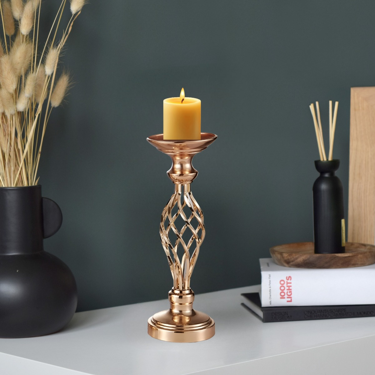 PORTAVELAS CENTRO MESA CANDELABRO DECORACIÓN 38CM JHN - 4