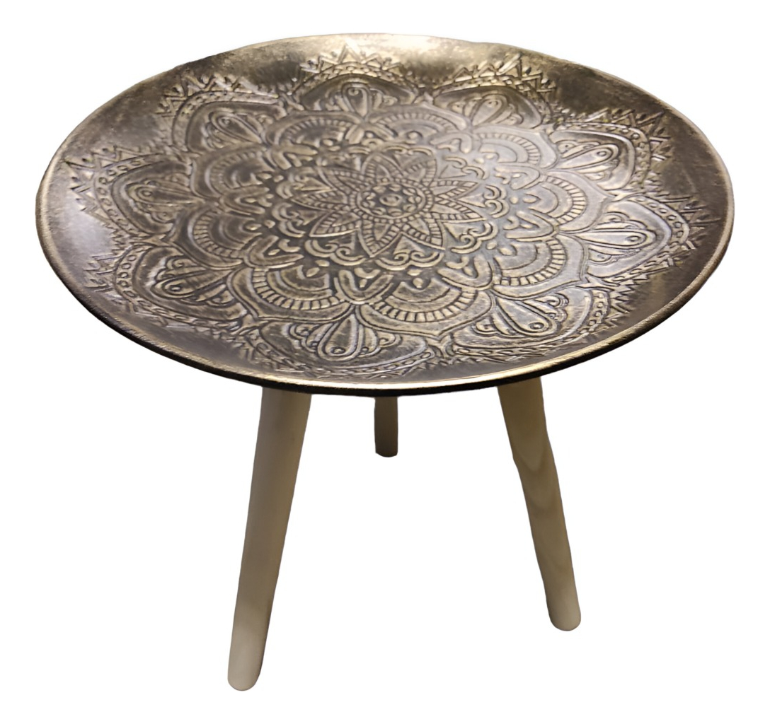 SET 3 MESAS DECORATIVAS DISEÑO VINTAGE DORADO ENVEJECIDO JHN - 7
