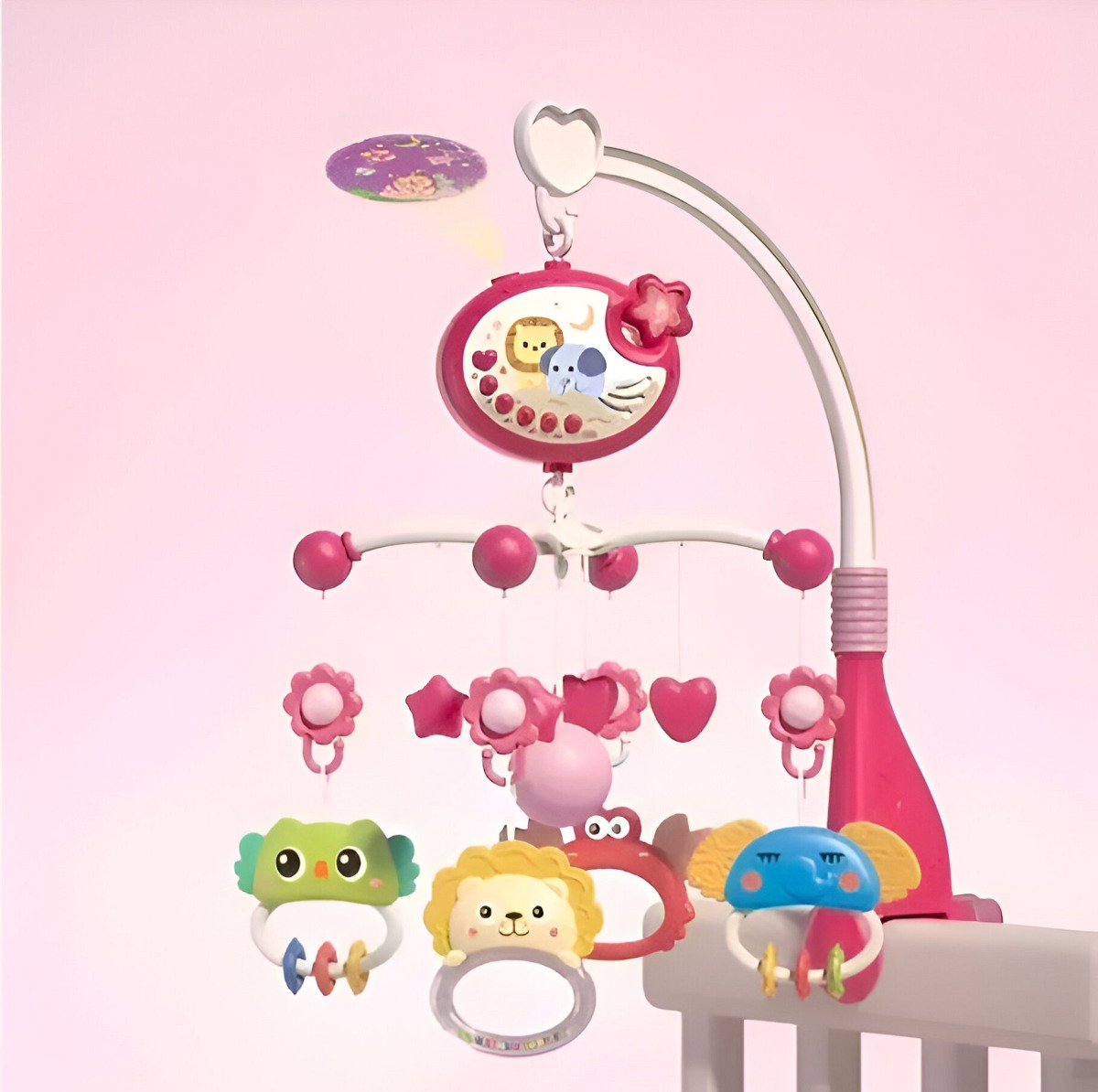 MÓVIL CUNA BEBÉ MULTICOLOR MÚSICA LUCES CARRUSEL PORTÁTIL COLGANTE JHN - 4