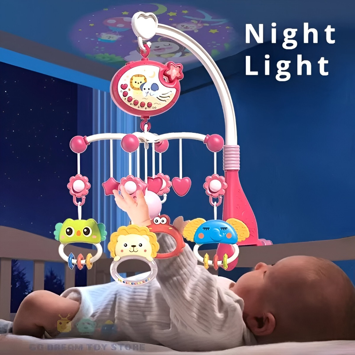 MÓVIL CUNA BEBÉ MULTICOLOR MÚSICA LUCES CARRUSEL PORTÁTIL COLGANTE JHN - 9