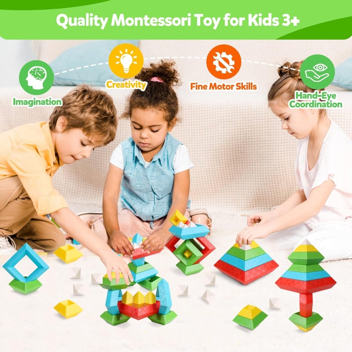 JUGUETE CONSTRUCCIÓN MULTICOLOR CREATIVIDAD EDUCATIVO ROMPECABEZA JHN - 4