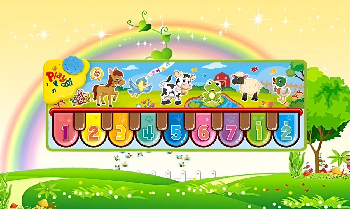 TAPETE MULTICOLOR PIANO JUGUETE APRENDIZAJE MUSICAL MANTA TÁCTIL JHN - 2