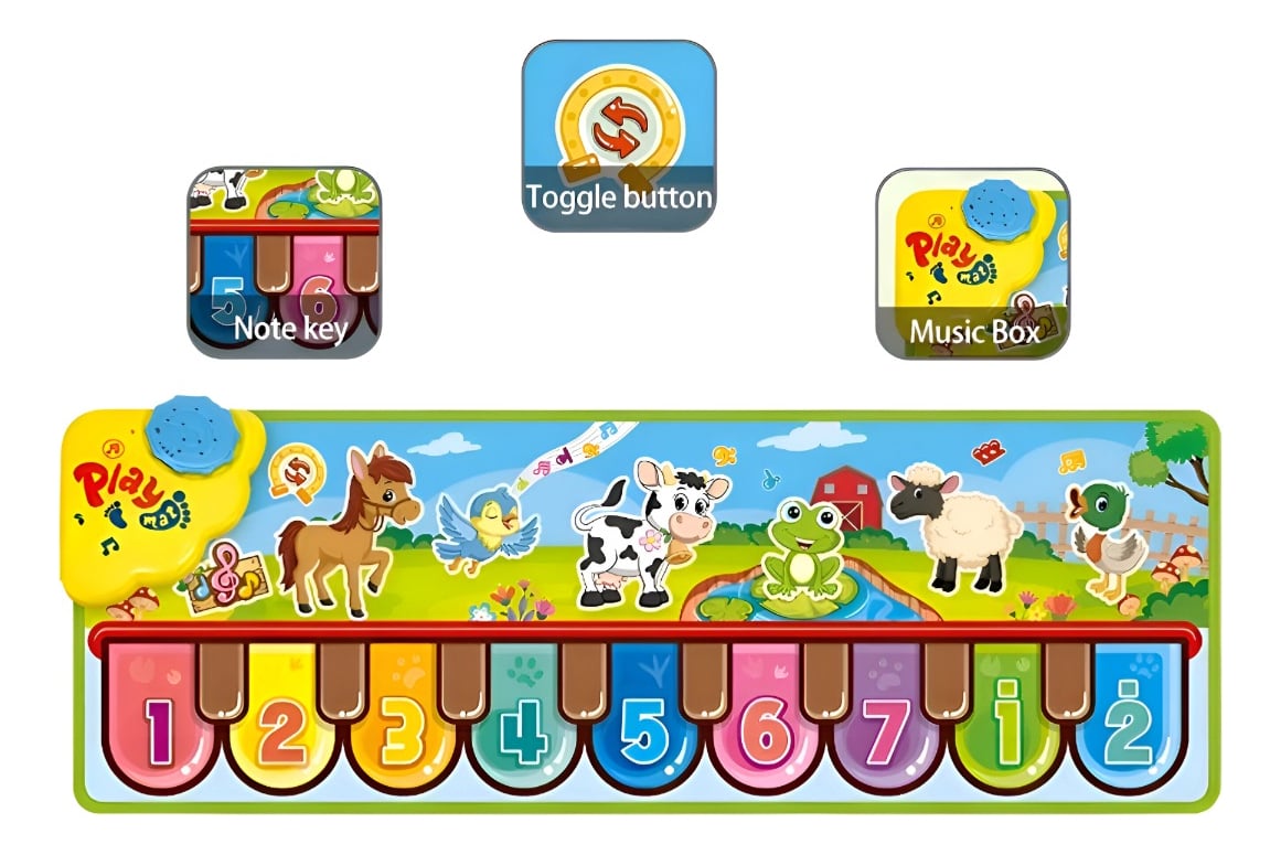 TAPETE MULTICOLOR PIANO JUGUETE APRENDIZAJE MUSICAL MANTA TÁCTIL JHN - 3