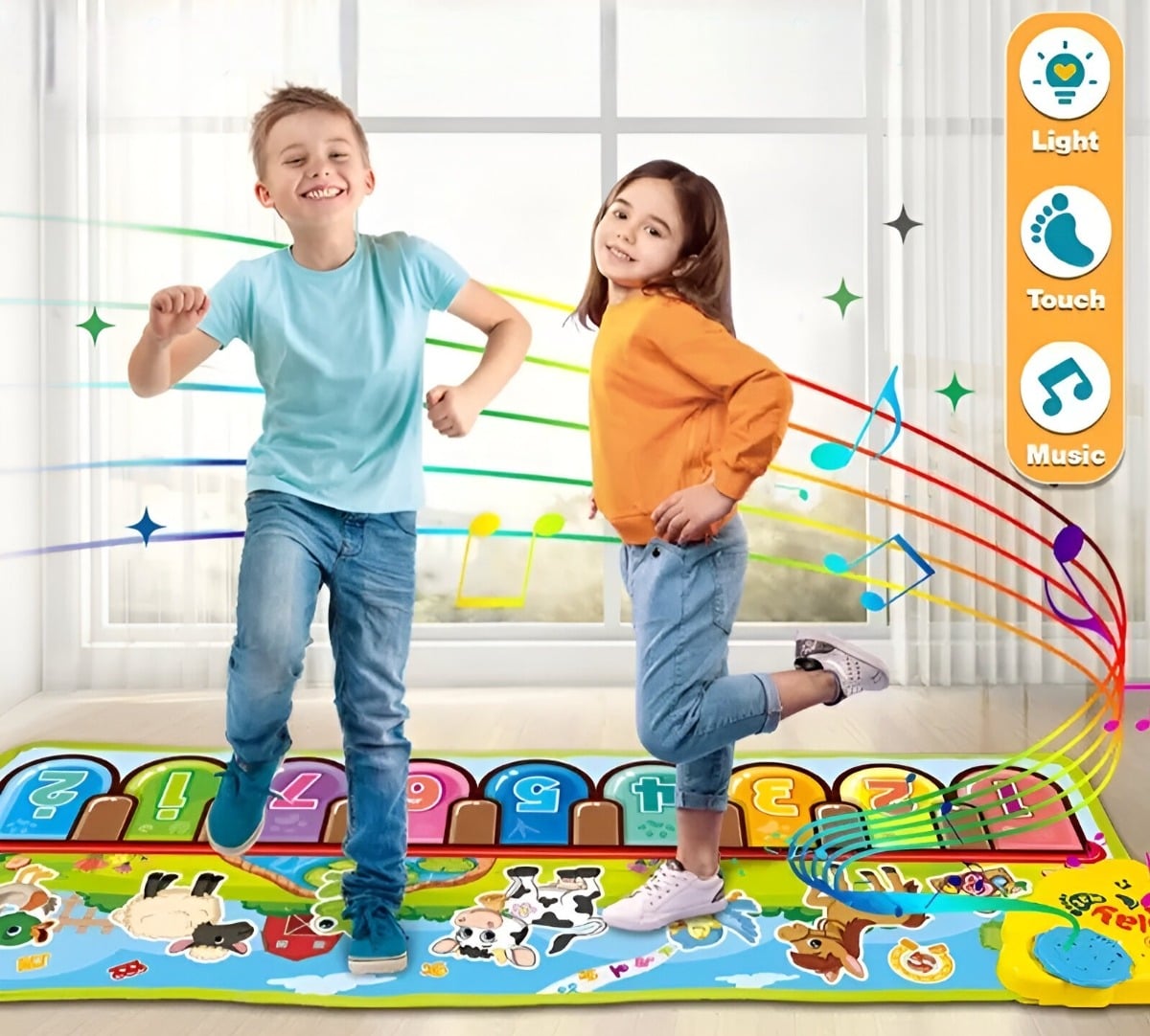 TAPETE MULTICOLOR PIANO JUGUETE APRENDIZAJE MUSICAL MANTA TÁCTIL JHN - 6