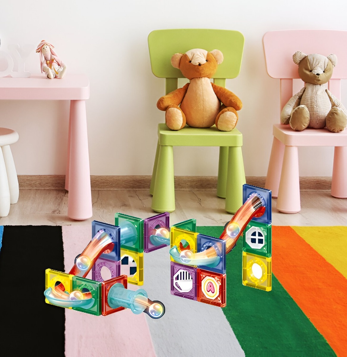 JUGUETE CONSTRUCCIÓN MULTICOLOR CREATIVO 3D MAGNÉTICO 40 PIEZAS JHN - 8