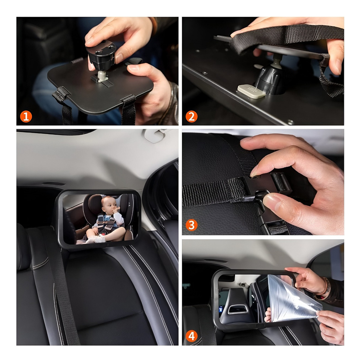 ESPEJO RETROVISOR MULTICOLOR BEBÉ AUTO SEGURIDAD ASIENTO AJUSTABLE JHN - 7