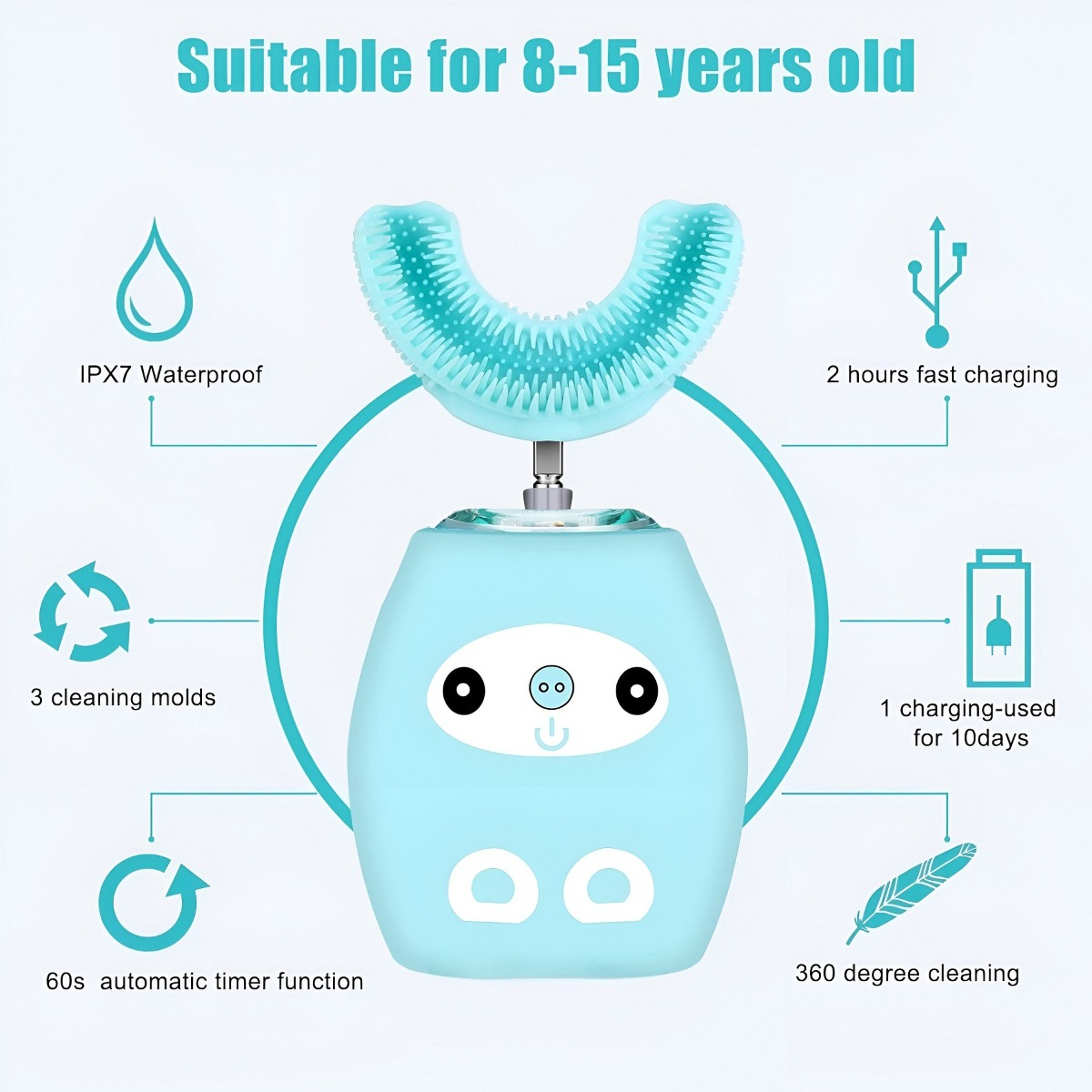 CEPILLO DIENTES RECARGABLE U AUTOMÁTICO ULTRASÓNICO JHN - 4