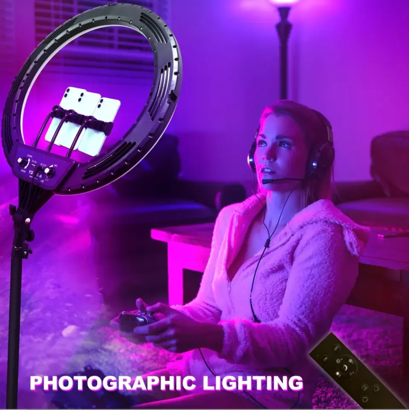 ARO LUZ RGB PROFESIONAL MULTICOLOR AJUSTABLE TELEFONO LAU - 5