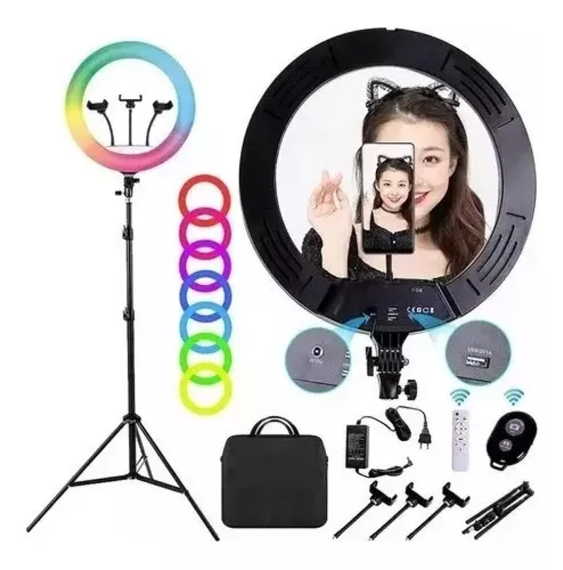 ARO LUZ RGB PROFESIONAL MULTICOLOR AJUSTABLE TELEFONO LAU - 7