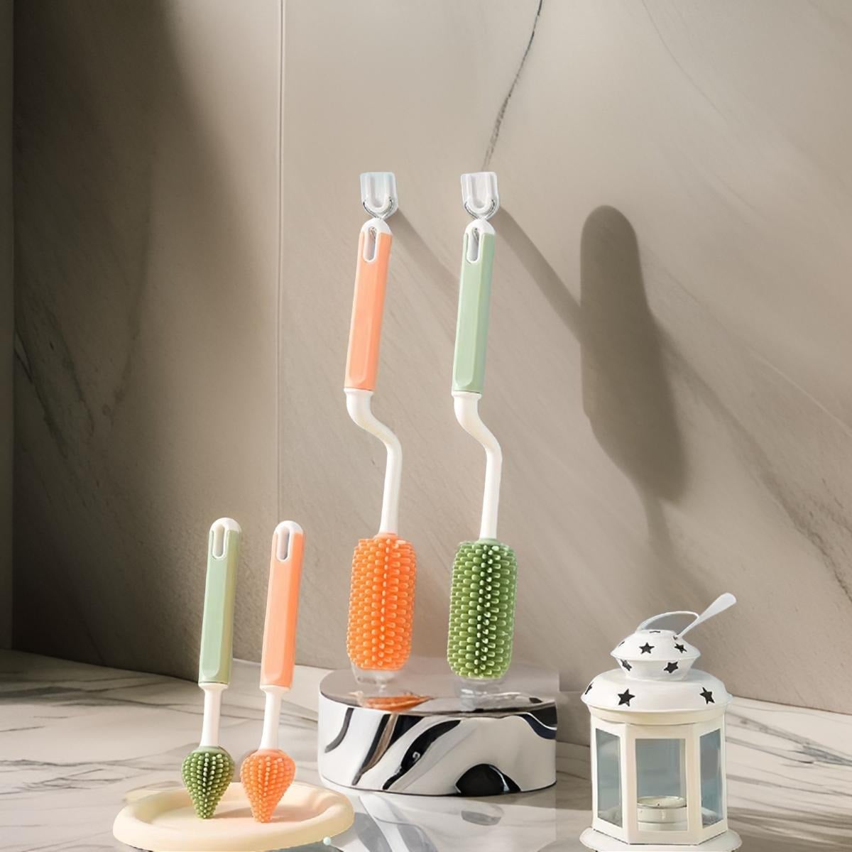 CEPILLO SET 3 SILICONA LIMPIA MAMADERA BIBERÓN BEBÉ LAU - 2