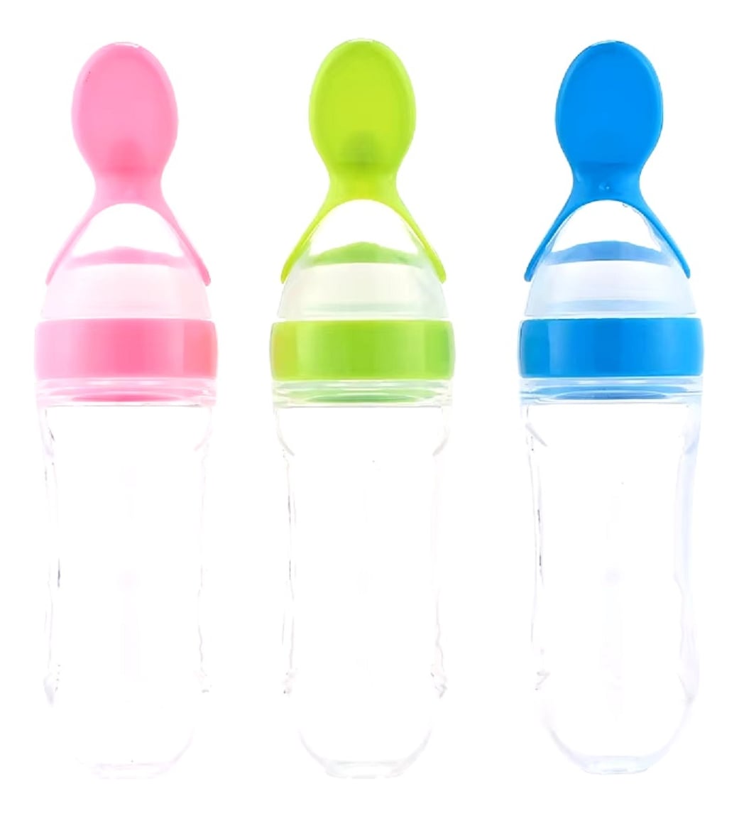 SET 4 MAMADERAS CUCHARA ALIMENTACION BEBE LAU MULTICOLOR SILICONA - 1