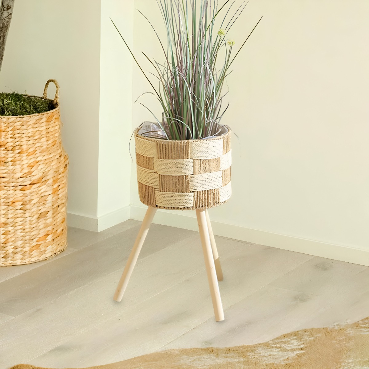 SET DE 3 MACETEROS TEJIDOS A MANO JARDÍN DECORACIÓN JHN - 5