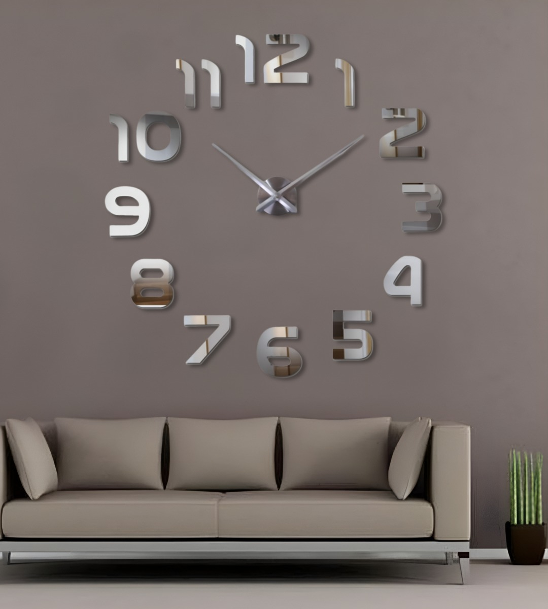 RELOJ PARA PARED 3D GRANDE PLATEADO GRAN DISEÑO MODERNO JHN - 2