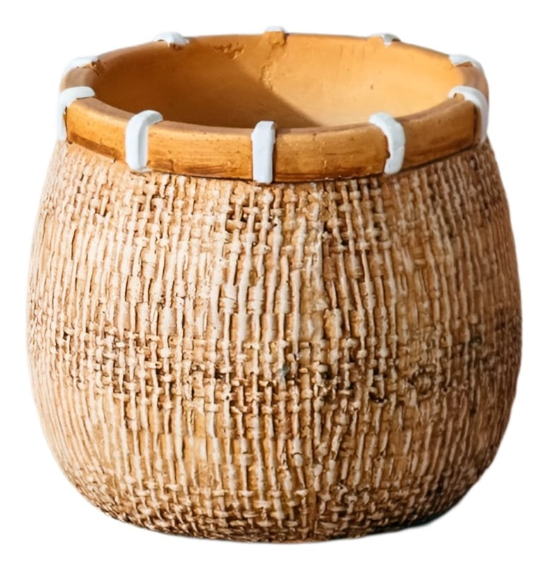 MACETA PLANTAS ARCILLA IMITACIÓN DE RATÁN DECORACIÓN JHN - 1