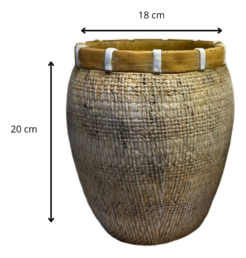 MACETA DECORATIVA PLANTAS ARCILLA IMITACIÓN DE RATÁN JHN - 2