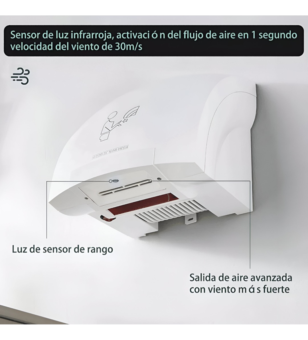 SECADOR MANOS AUTOMÁTICO SENSOR INFRARROJO INTELIGENTE JHN - 9