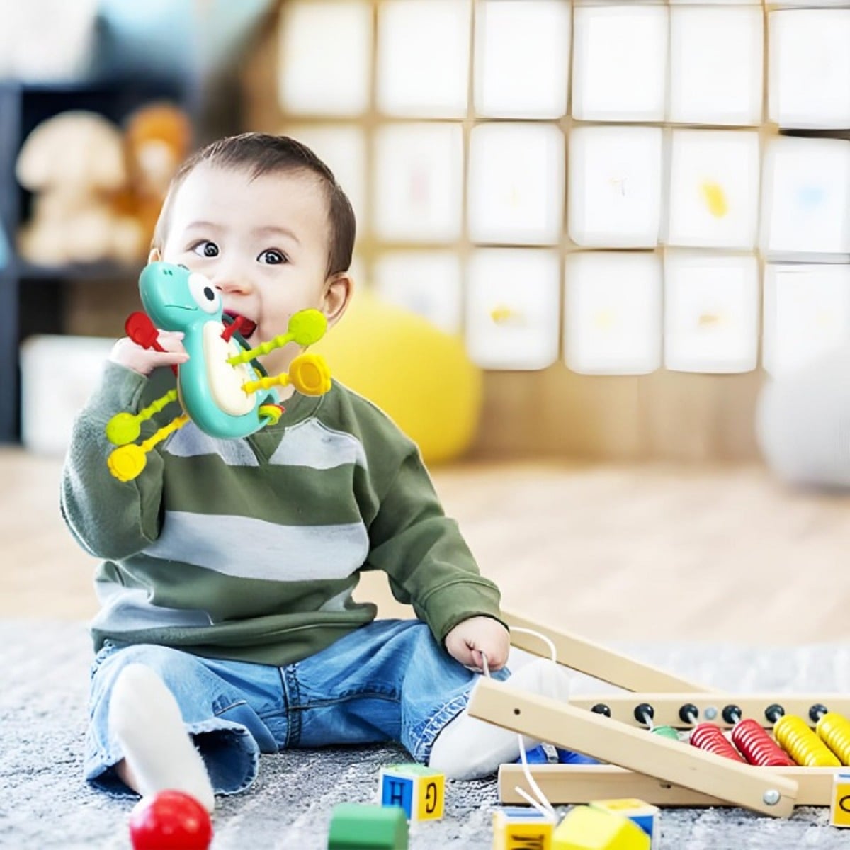 MORDEDOR SET 2 FORMA DINOSAURIO DENTICIÓN SENSORIAL BEBÉ LAU - 4
