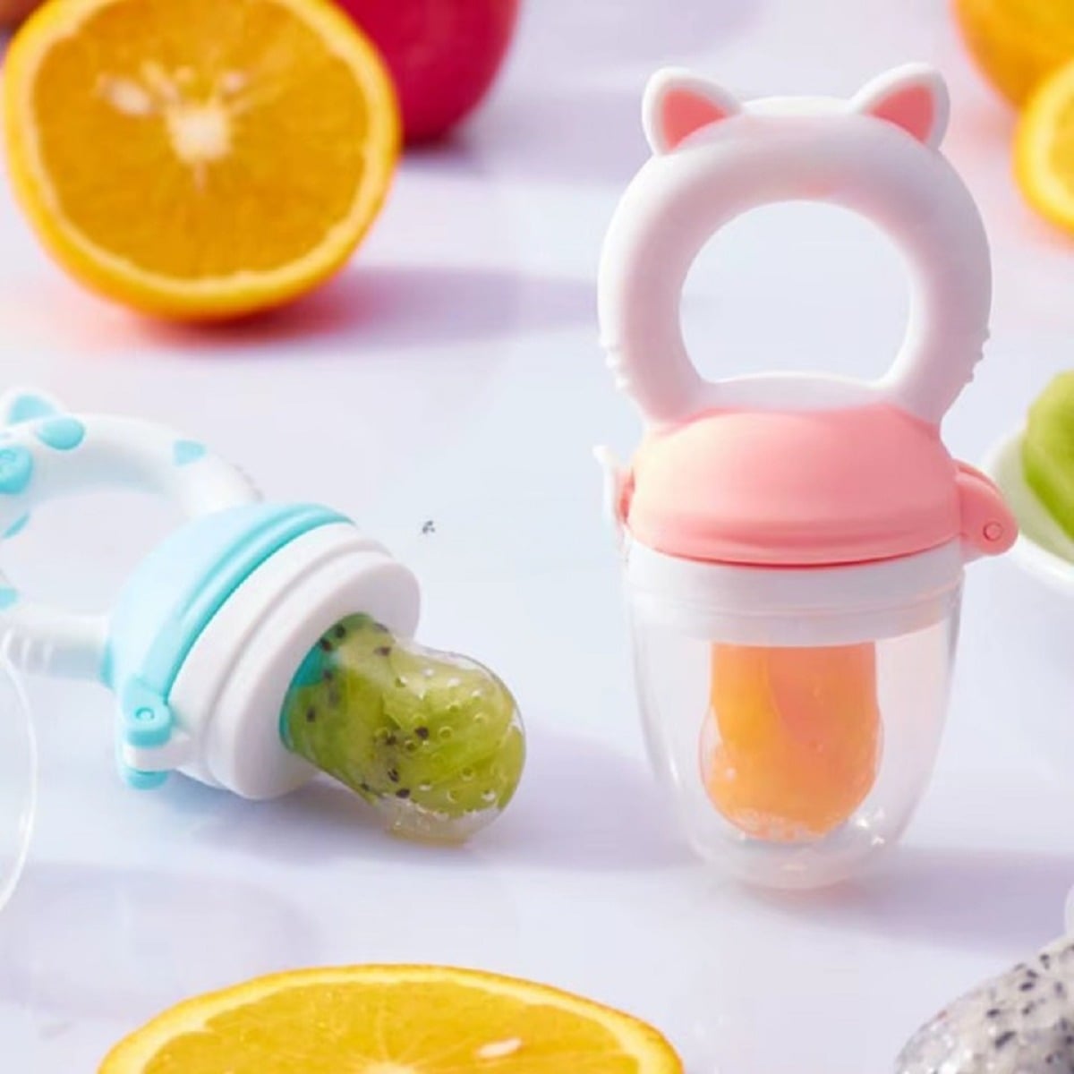 SET 4 CHUPETES ALIMENTADOR COMEDOR FRUTAS BEBE LAU MULTICOLOR SILICONA - 3