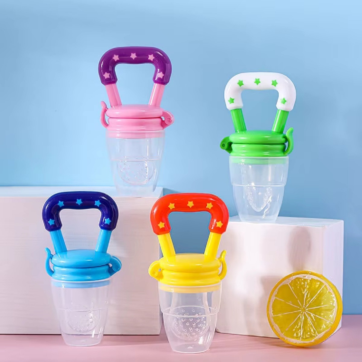 SET 8 CHUPETES ALIMENTADRO FRUTAS VEGETAL DIVERTIDO BEBE LAU MULTICOLOR - 5