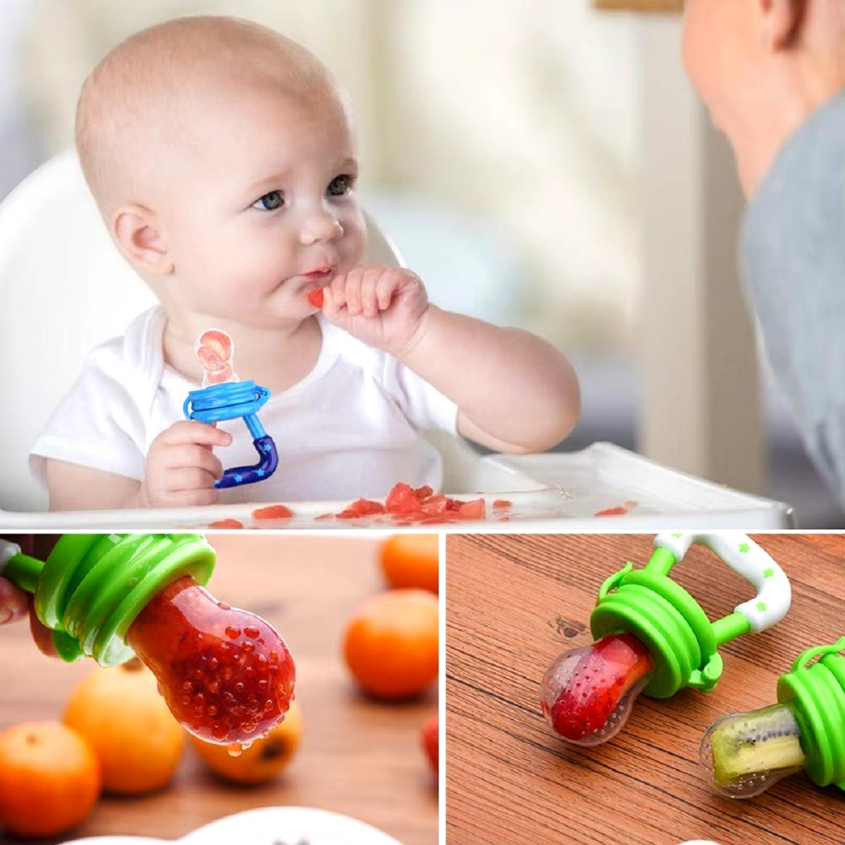 SET 8 CHUPETES ALIMENTADRO FRUTAS VEGETAL DIVERTIDO BEBE LAU MULTICOLOR - 9