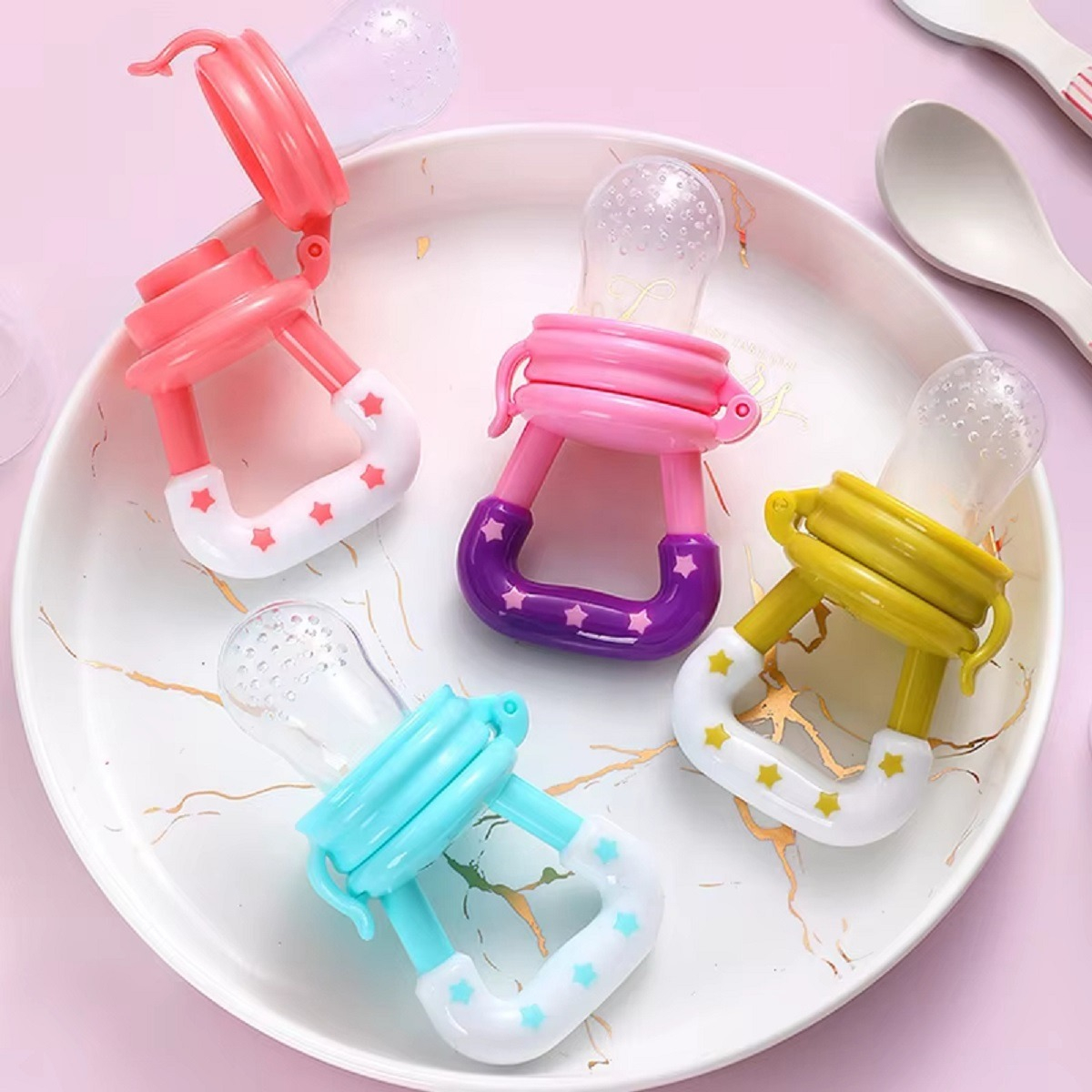 SET 4 CHUPETES COMEDOR ALIMENTADOR REPUESTO BEBE LAU MULTICOLOR SILICONA - 6