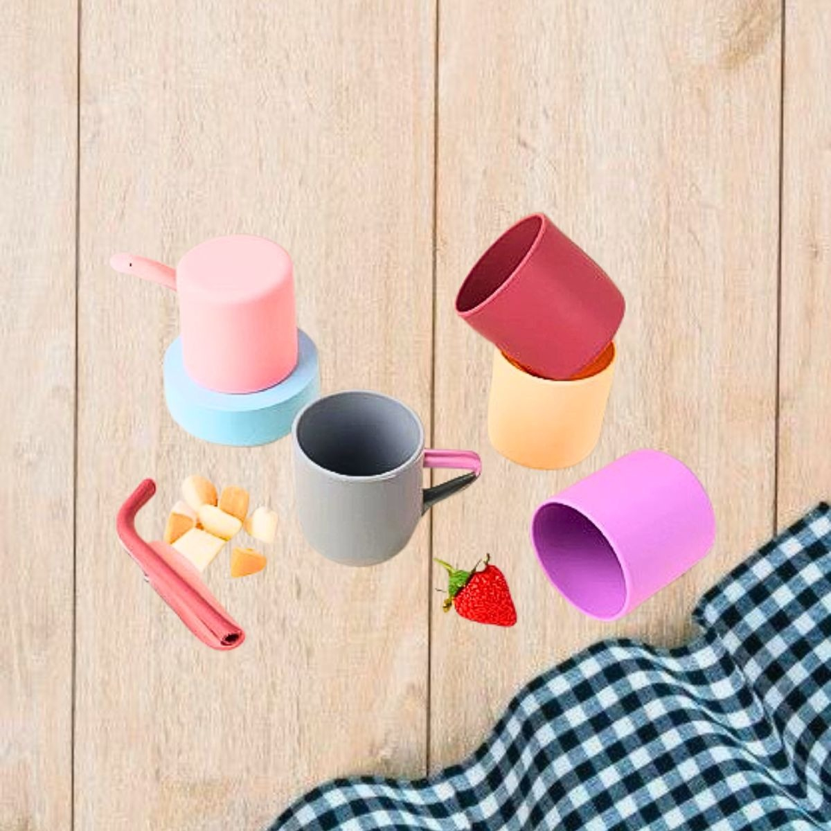SET 4 VASOS SILICONA ANTIDERRAME ENTRENADOR BEBES LAU - 6
