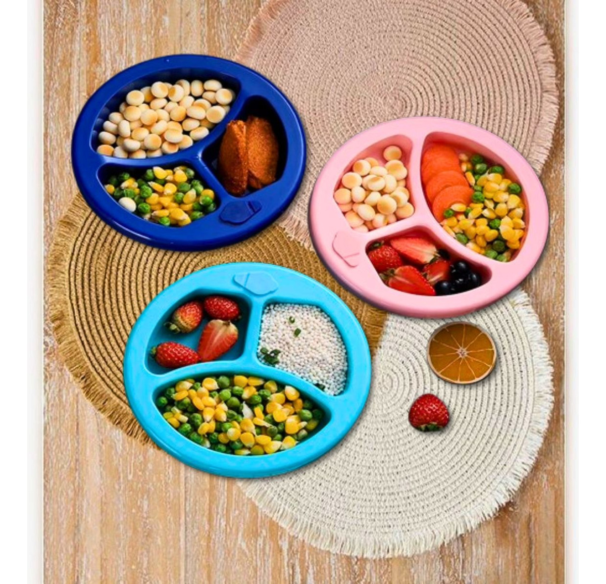 SET 3 PLATOS SILICONA AISLAMIENTO AGUA ENTRENA NIÑOS LAU - 4
