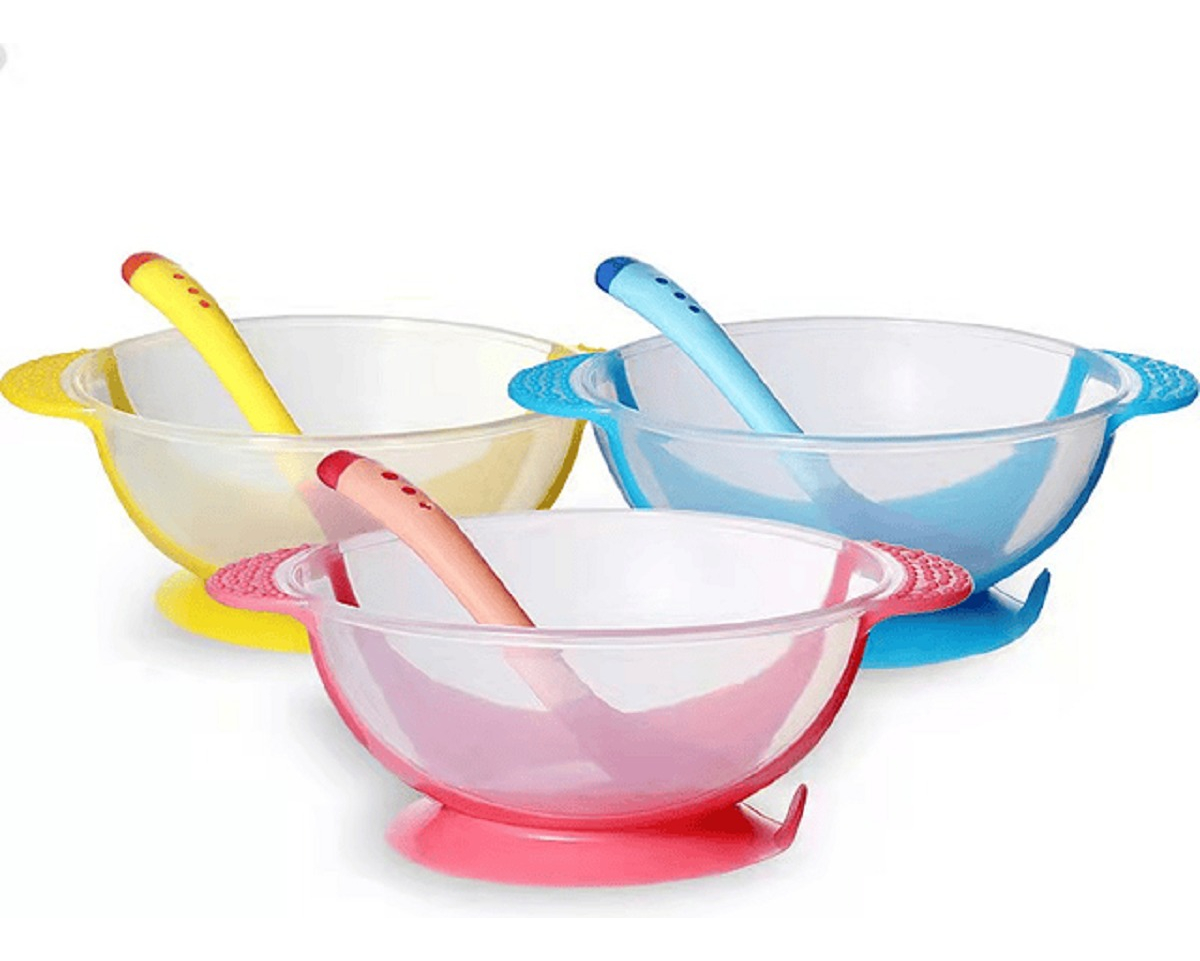 SET 6 PLATOS TAZON + CUCHARA TEMPERATURA COMIDA BEBES LAU - 1