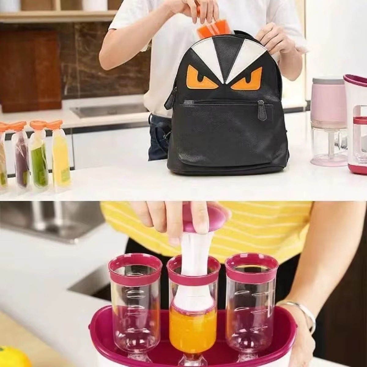 DOSIFICADOR EXPRIMIDOR JUGO ZUMO COMIDA 10 BOLSAS BEBE LAU - 8