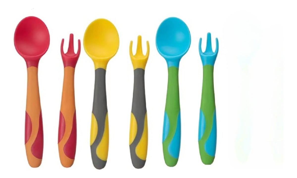 SET 5 CUCHARA CUBIERTO SILICONA ALIMENTACION BEBES LAU - 1