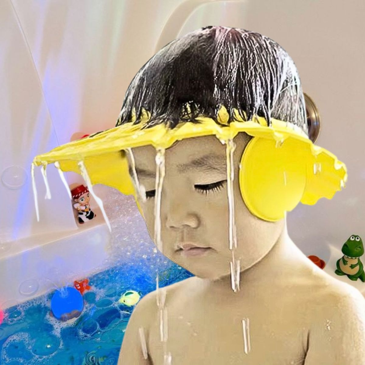 SET 7 VISERO GORRO DUCHA BAÑO LAVADO DIBUJO ANIMADO BEBE LAU - 2