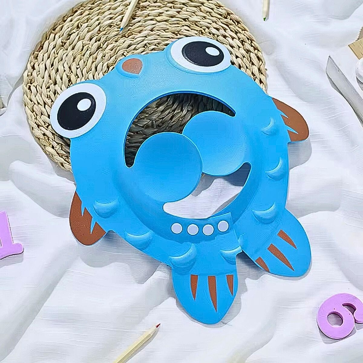 SET 7 VISERO GORRO DUCHA BAÑO LAVADO DIBUJO ANIMADO BEBE LAU - 8