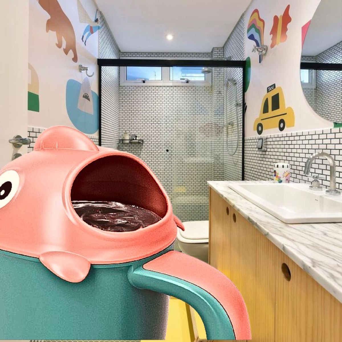 SET 4 JARRO TAZA DUCHA BOTELLA BAÑO NIÑOS BEBES LAU - 5
