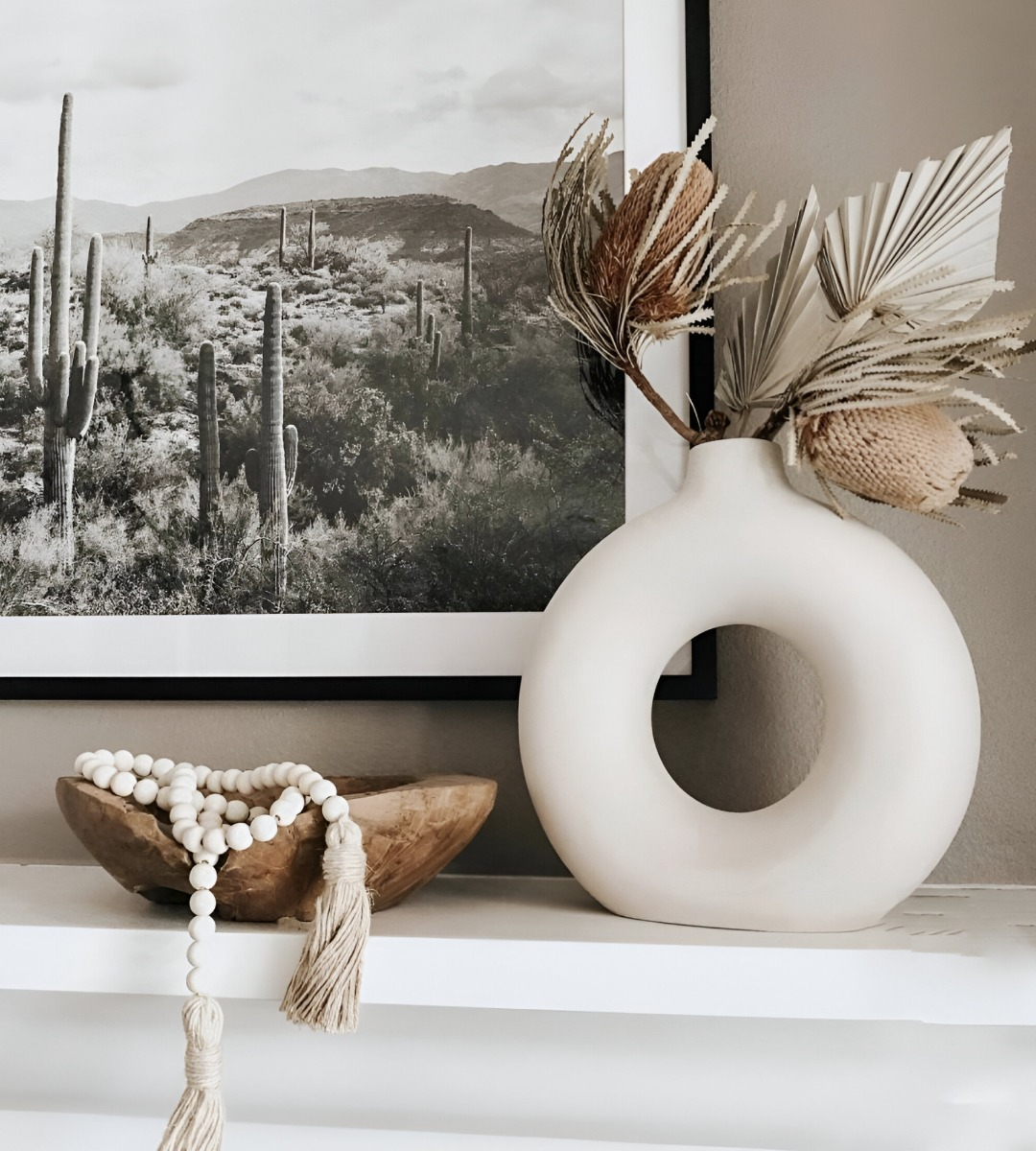 JARRÓN FLORERO CERÁMICA BLANCA DECORACIÓN MODERNA 15,5CM JHN - 5