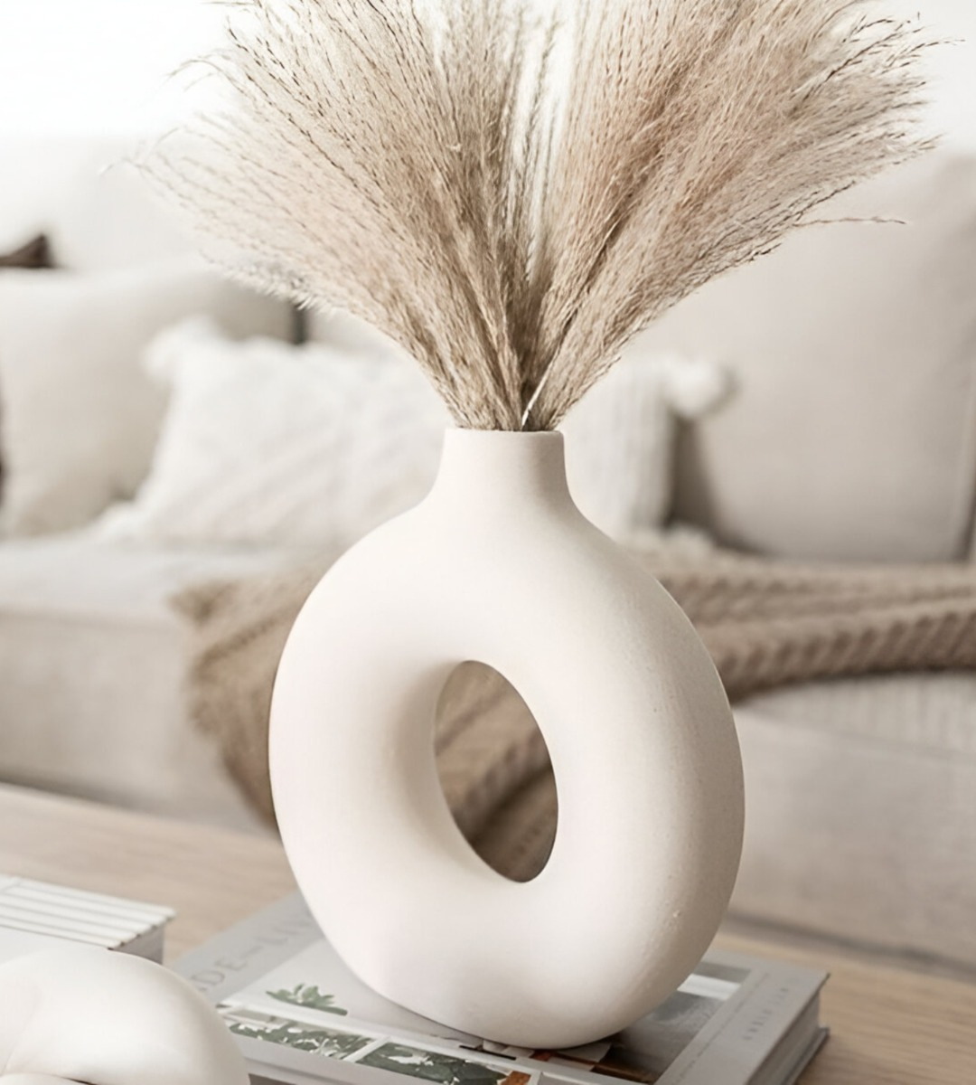JARRÓN FLORERO CERÁMICA BLANCA DECORACIÓN MODERNA 15,5CM JHN - 8
