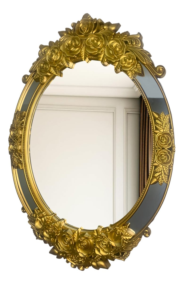 ESPEJO OVALADO PARED GRANDE COLGAR DECORATIVO DORADO JHN - 1