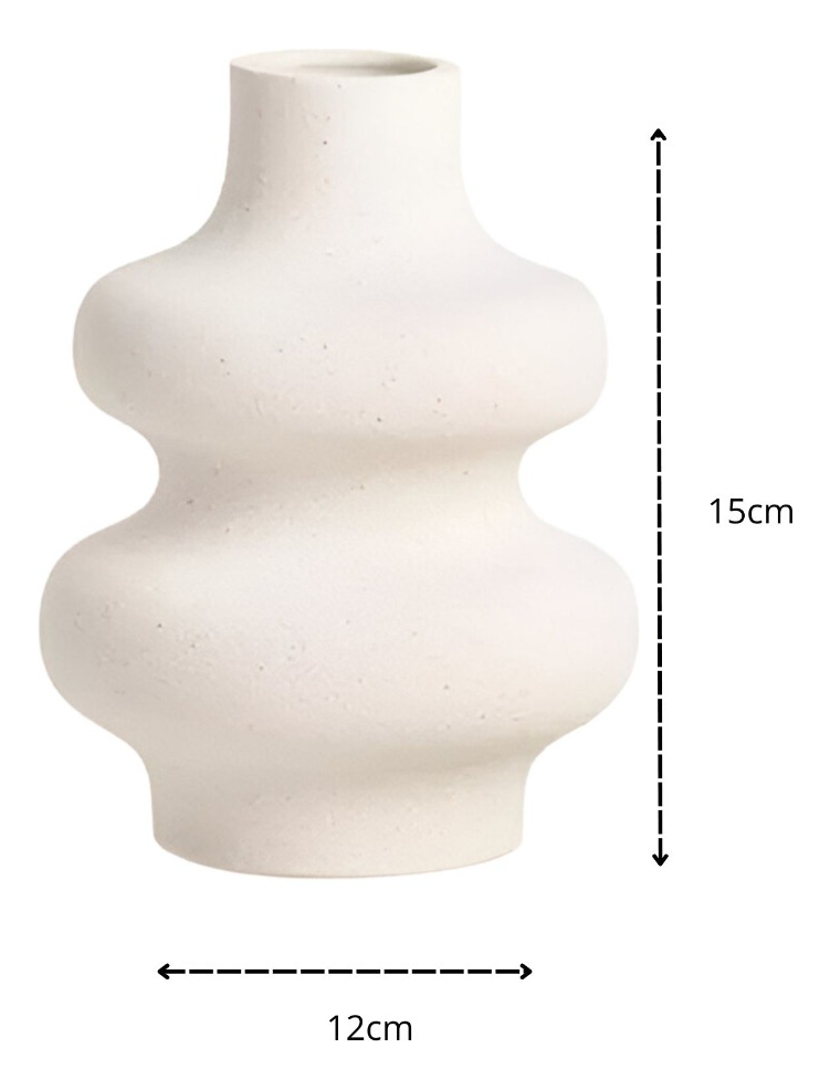 JARRÓN ONDULADO MODERNO CERÁMICA FLORES MINIMALISTA 15CM JHN - 2