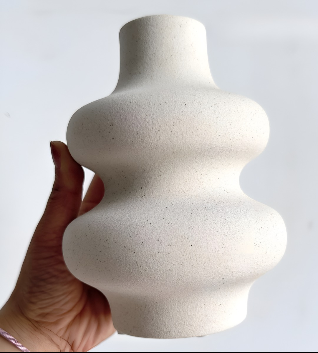 JARRÓN ONDULADO MODERNO CERÁMICA FLORES MINIMALISTA 15CM JHN - 3