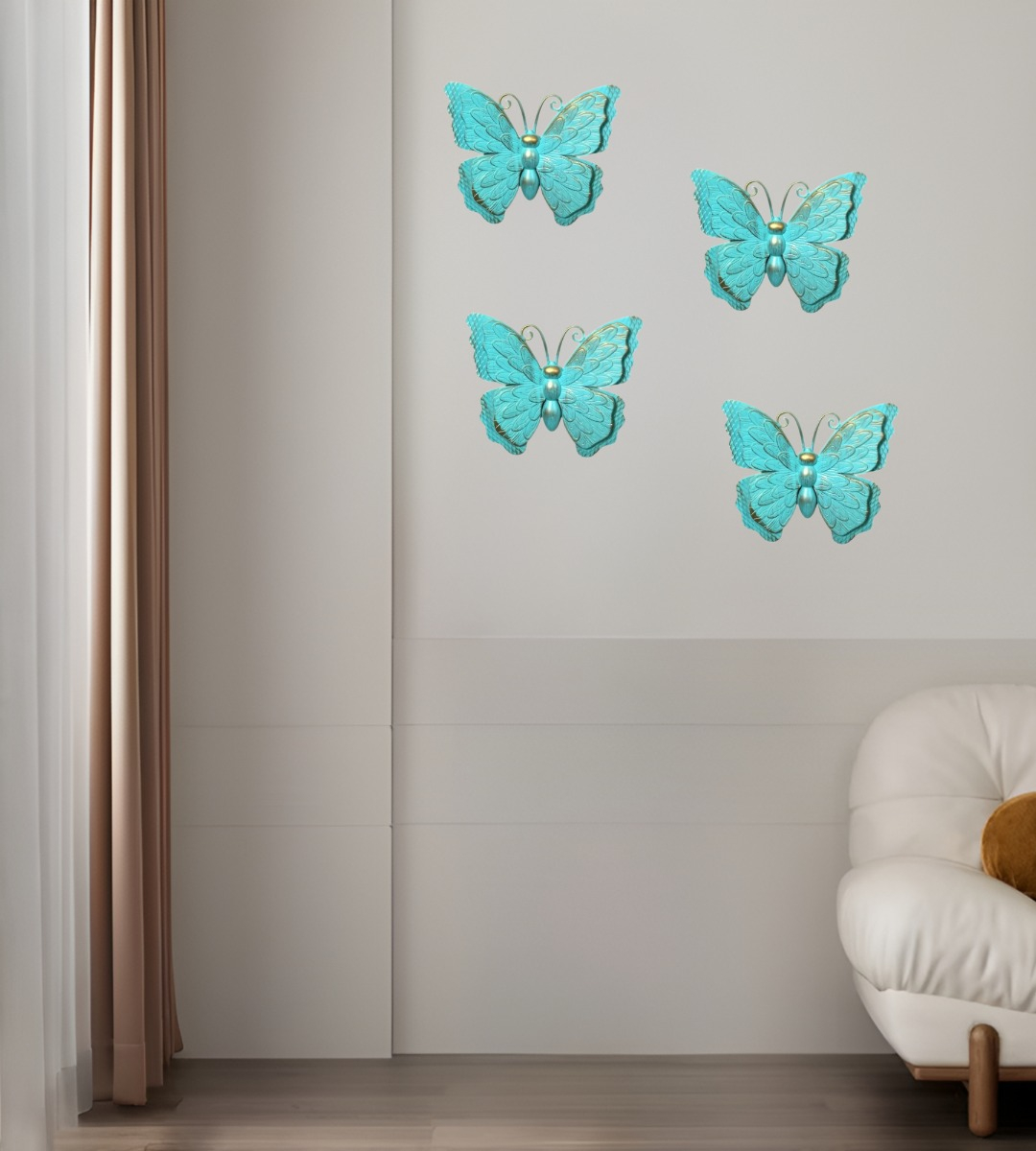 SET DECORACIÓN PARED MARIPOSA 3D ARTE ESTATUA TURQUESA JHN - 10