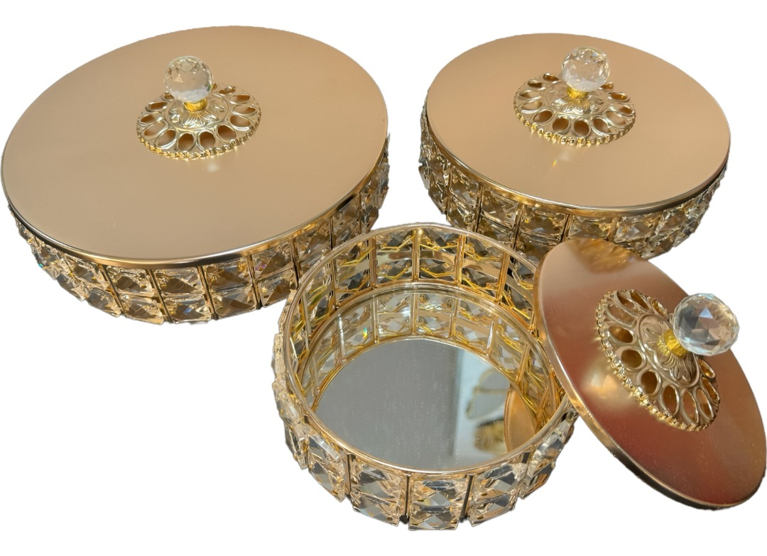 SET 3 JOYERO ALMACENAMIENTO CRISTAL CREATIVO ORGANIZADOR JHN - 1