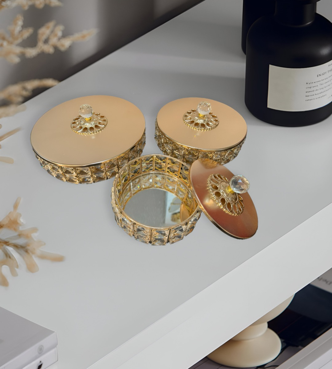 SET 3 JOYERO ALMACENAMIENTO CRISTAL CREATIVO ORGANIZADOR JHN - 7