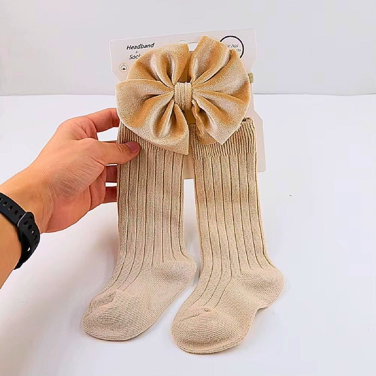 SET 2 CALCETINES + CINTILLO LAZO DIADEMA BEBES LAU - 5