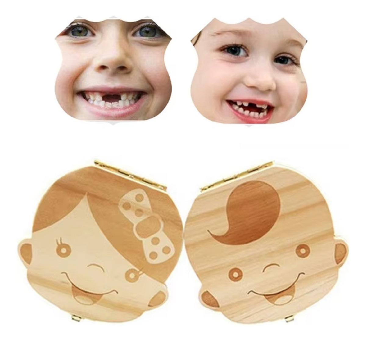 SET 3 CAJA MADERA GUARDAR DIENTE LECHE RECUERDO NIÑOS LAU - 9
